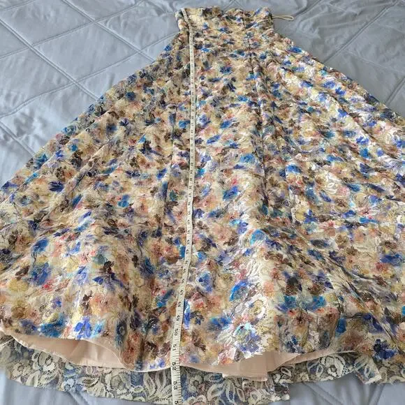 Alice + Olivia Strapless Floral Gown Dress Sz 4 Metallic Formal Evening Wedding - Picture 11 of 14